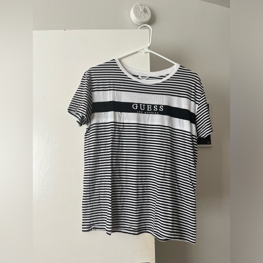 Guess Black and white striped Women's flowy T-shirt